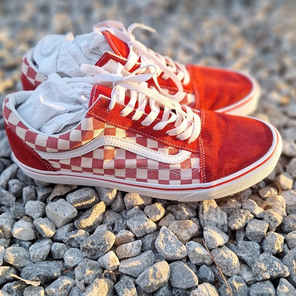 Vans Old Skool Checkerboard Racing Red & White 12 - Picture 2 of 9